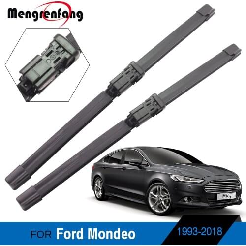 For Ford Mondeo 1993-2018 Car Wiper Blades Soft Rubber Front Windscreen Wiper Push Button & Pinch Tab & J Hook Arms
