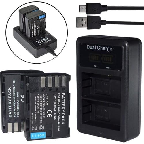 Ex-Pro DMW-BLF19E 1865mAh Battery x 2 + LCD Dual Charger for P@ DMC-GH3 GH3E GH3EB-K GH4