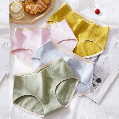 Cotton Seamless Underwear Womens Comfortable Briefs Breathable Cotton Antibacterial Panties Mid Waist