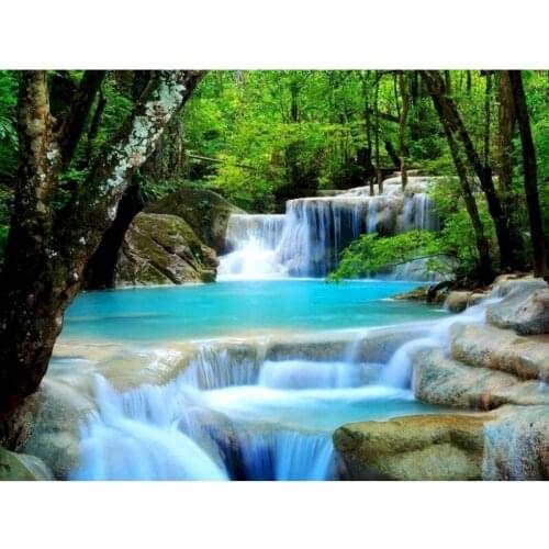 Gatyztory Diy Painting By Numbers River Landscape Canvas Colouring Handpainted Gift Wall Decor 60×75cm Frame