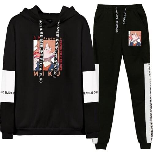 Darling in the FranXX Unisex Warm Sweatshirt & Trousers Suit Hoodie Pants Set Long Sleeve Sportwear Tracksuit Set Cotton Suits