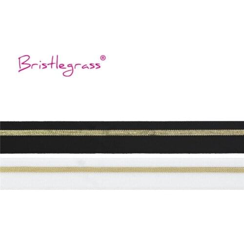 BRISTLEGRASS 2 5 Yard 3/4" 20mm Gold Line Matte Non-Shiny Fold Over Elastics FOE Spandex Band Webbing Hair Tie Dress Sewing Trim