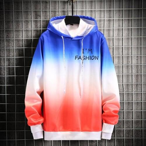 Mens Tie Dye Sweater Long Sleeve Colorblock Pullover Hoodies Tops Print Pullover Drawstring Hoodie Sweatshirt