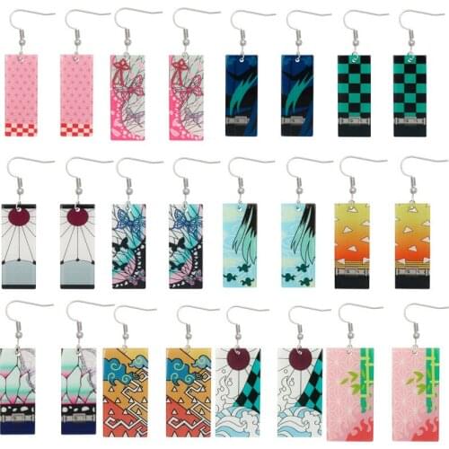 2021 Trend Acrylic Japanese Anime Pendant Ear Cuffs Hanging Earrings for Women Men Cosplay Accessories Dangle Earrings Jewelry