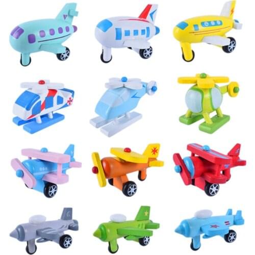 12pcs Mini Model Airplane Fighter Set Kids Wooden Colored Aircraft Model Toys Colorful Aircraft Formation Children Gift