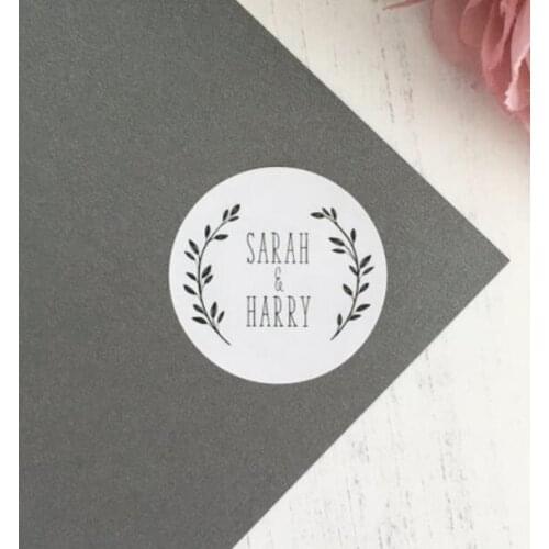 Personalize olive wreath Wedding welcome confetti Stickers Envelope Seals favor labels birthday gift favor stickers