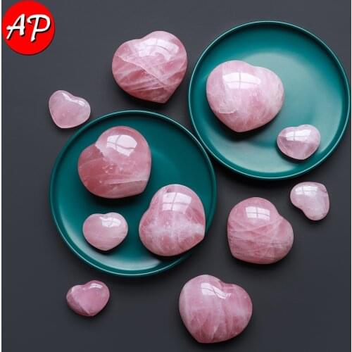 1PC Natural Rose Quartz Big Heart Madagascar Pink Crystal Healing Stone Handicraft ornaments Reiki Gem Home Decoration