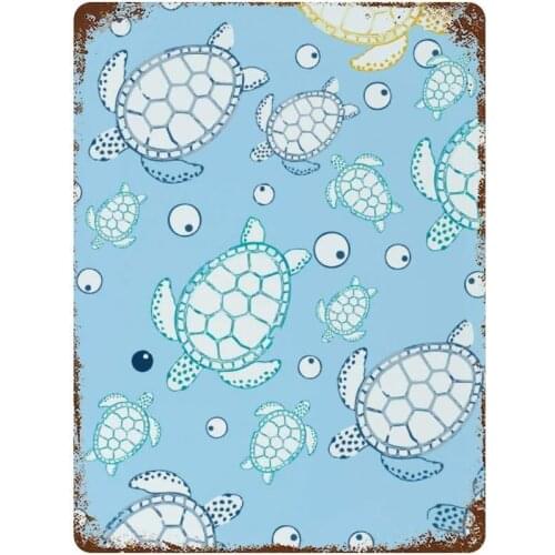 NoBrands Vintage Retro Metal Tin Sign Wall Decor Art Little Turtle Sea Turtle Marine Life Home Decor Plaque Poster Man