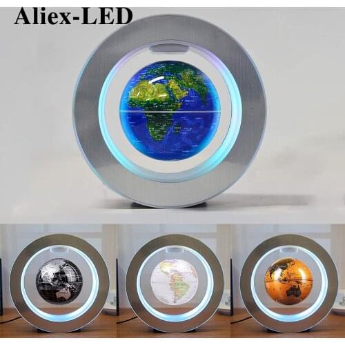 Novelty LED Magnetic Levitation Light Round World Map Floating Globe Lamp Anti Gravity Magic Night Light for Kids Christmas Gift