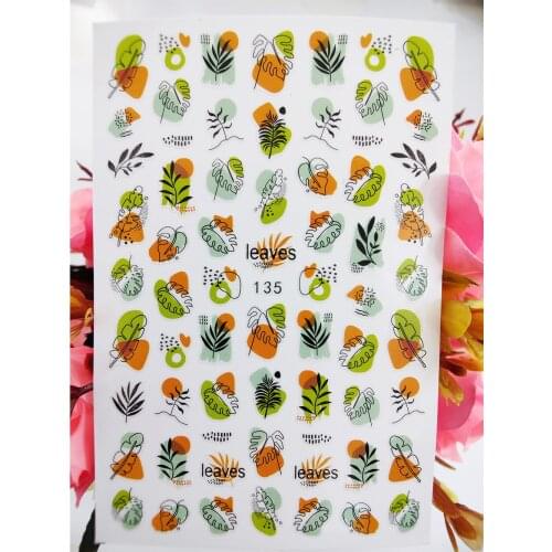 The New 3D Nail Sticker Art Geometric Line Leaf stickers for nails Foil Design Nails Accessories Self Adhesive Manicure Sticker