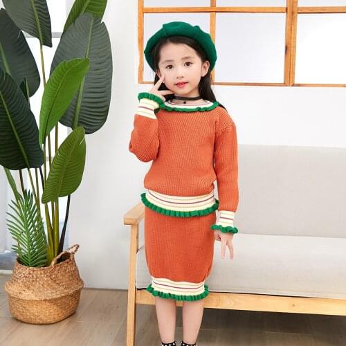 Toddler Girl Clothes Fashion Cute Sweaters Sets 2018 Hot Sale Baby Sweaters Pullovers+skirt 2pcs Sets Kids Thanksgiving Outfits