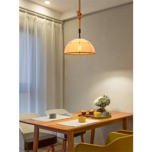 American Country Linen Hemp Rope Pendant Lights Industrial Coffee Restaurant Living Room Study Room Store Hanging Lamps Lighting