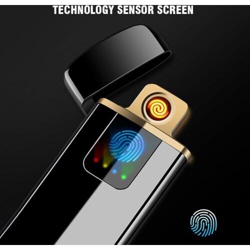 Portable Ultra-thin Windproof Touch Sensor Cigarette Lighter USB Rechargeable Metal Flameless Lighters