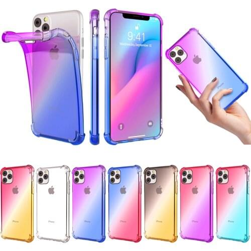 Shockproof Phone Case For iPhone SE 2020 SE2 Silicone Gradient Color Case For iPhone 11 Pro Max XS XR X 7 8 PIus 6 6S 5 5S Coque