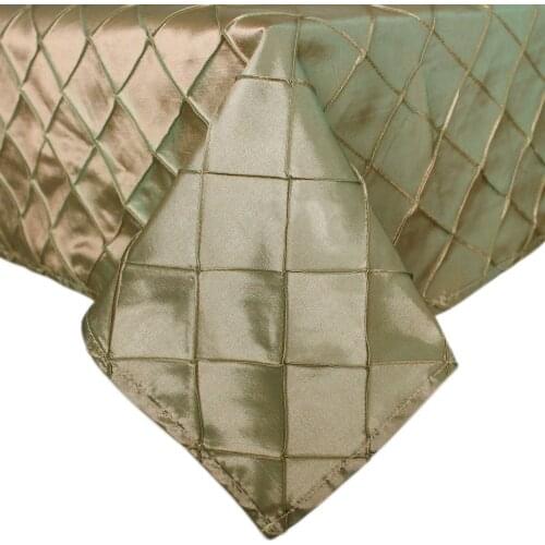 Free Shipping 60"*84" Handcraft Pintuck Faux Silk Tablecloth in Gold Color P2825