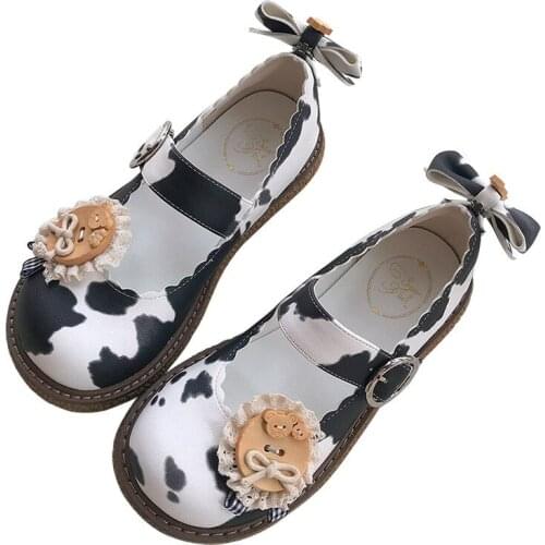 Bowknot Sweet Girls Female Kawaii Tea Party Japanese Cute Anime Lolita Shoes Round Toe Low Heel Cosplay Shoes Feminine Pu Loli