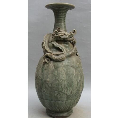 USPS to USA S2028 19" Chinese Dynasty palace porcelain Zodiac Year Dragon Beast flower Bottle Vase