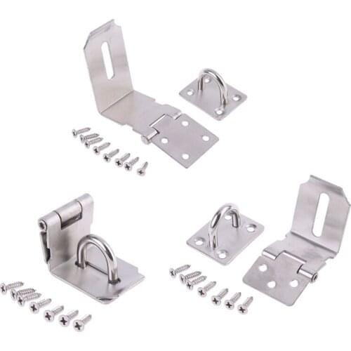 Stainless Steel Hasp Lock Anti-theft Door Clamp 90 Degree Shed Latch Home Security Padlock