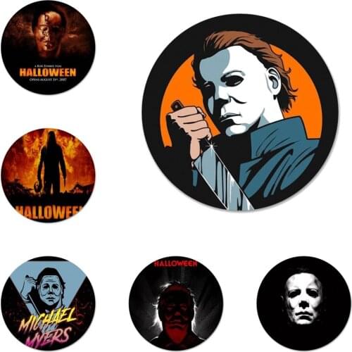 Michael Myers Halloween Movies Icons Pins Badge Decoration Brooches Metal Badges For Clothes Backpack Decoration 58mm