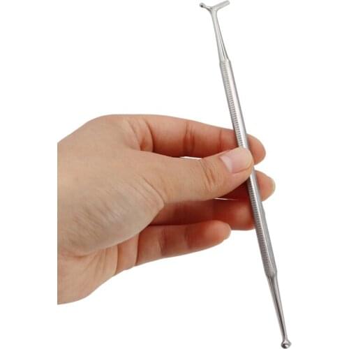 1pc Dental Research Light Grinder Polisher Silver Amalgam Resin Filler Double-Head Hexagonal Handle Stainless Steel Dental Tool