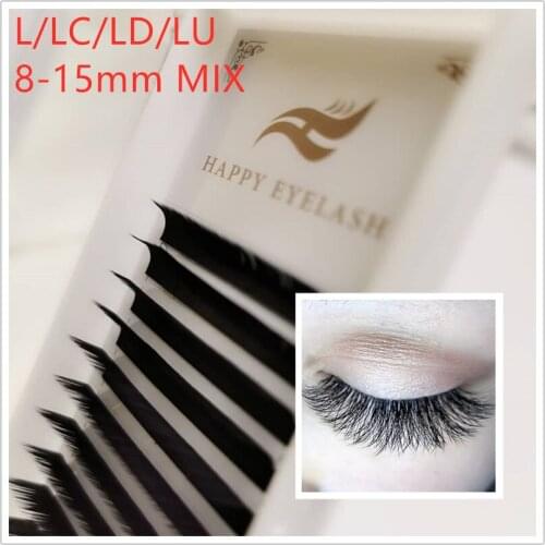 12 Rows/Case 8~16mm And Mix Premium Natural Synthetic Mink Individual Eyelash Extension Makeup Cilia Professional