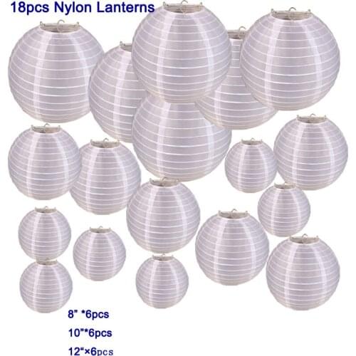 18pcs white Nylon Fabric Lanterns assorted sizes wedding decoration Christmas party background Christmas ornament