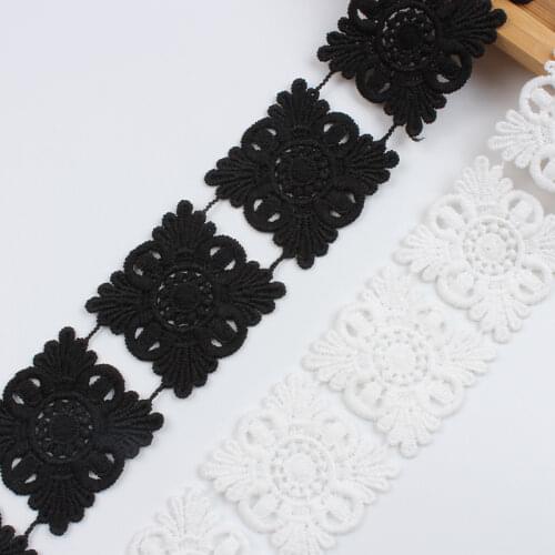 2yards/lot White water soluble Lace Trims Embroidered mesh lace ribbon diy appliques handmade sewing craft special lace supplier