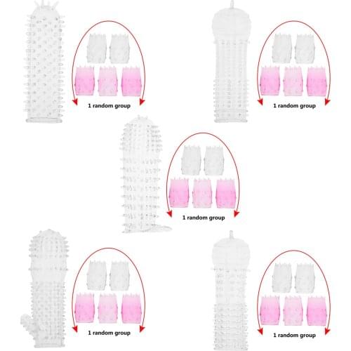 5pc/set Male Crystal Silicone Lock Sperm Delay Ejaculation Durable Penis Sleeve Cock Rings Adult Sex Products Sex Toy for Men
