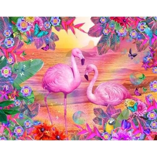 Diamond Painting Animals Diamond Embroidery Flamingo Handmade Gift 5D DIY Diamond Mosaic Full Square Living Room Decor LK1