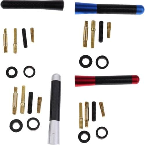 80mm Car Part Aluminum Decor Radio Antenna Carbon Fiber Style Screw On