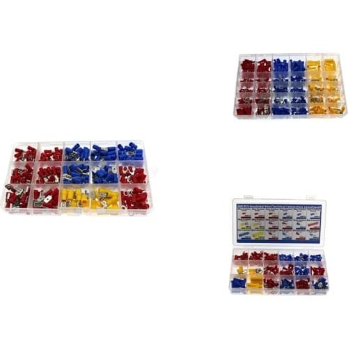 Assorted Spade Terminals Insulated Cable Connector Electrical Wire Crimp Butt Ring Fork Set Ring Lugs Rolled Kit