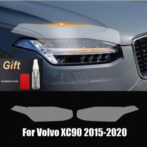 Car LH+RH Smoke TPU Headlights Protective Precut Front Light Film Sticker Cover Trim For Volvo XC90 2015-2020 Accessories DIY