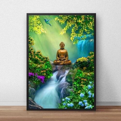 Buddha Statue Canvas Painting Poster HD Print Wall Art Living Room Home Decoration Picture