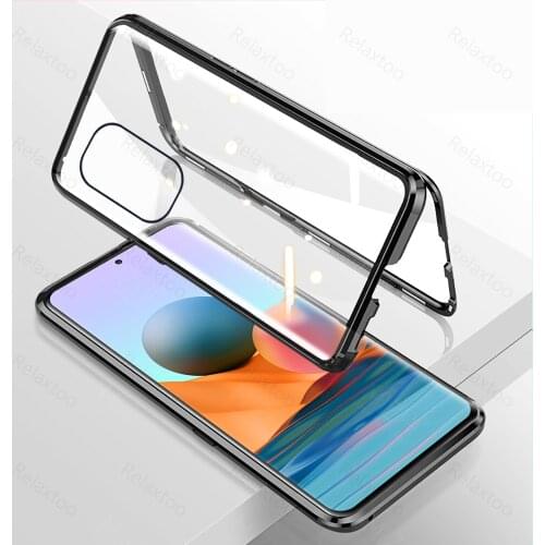 Readmi note10 pro case 360° full cover magnetic flip shell double sided glass cover for xiaomi redmi note 10 note10 pro 10pro