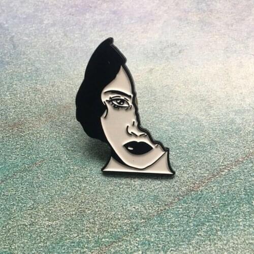 Black and White Beauty Enamel Brooches for Collection