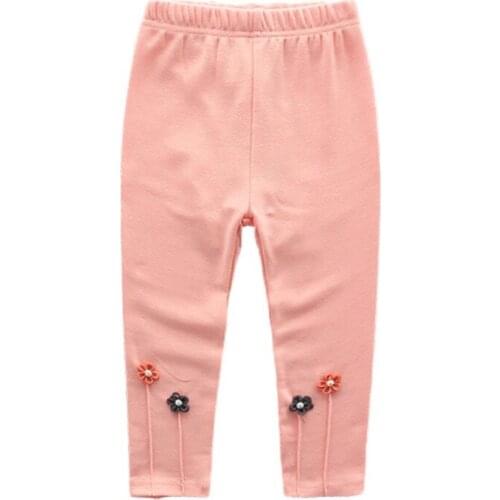 Spring Autumn Baby Girl Pants Girl Flower Embroidery Feet Leggings Cotton Comfort Childrens Pants