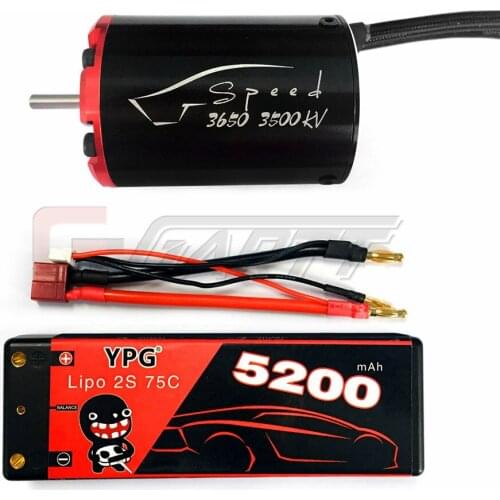 Toy parts YPG 5200mAH 7.4V 75C 2S Lipo Battery For RC Model Car Boat Truck Buggy and 3650 35ooKV Inrunner Motor Accessories