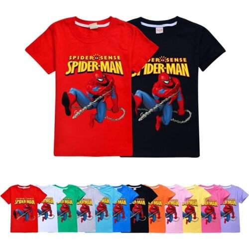 12 Kinds Color Spiderman Cartoon Printing Child T Shirt Kids'Clothing Summer Pure Short Sleeve T-shirt Girls Clothing Tops Tees