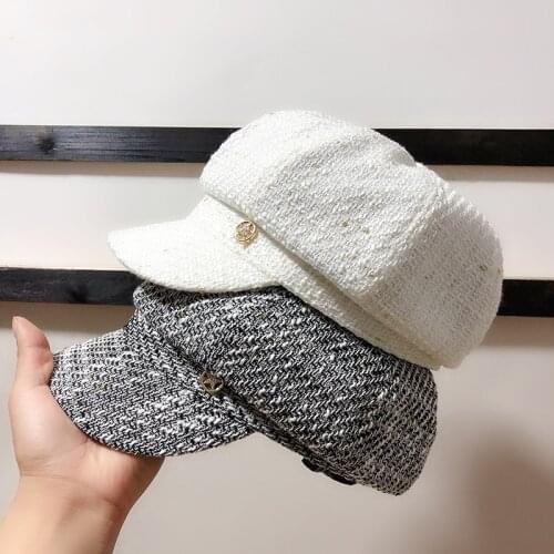 Womens Spring Autumn Visor Beret Cap Houndstooth Newsboy Cabbie Hat Octagonal Headwear