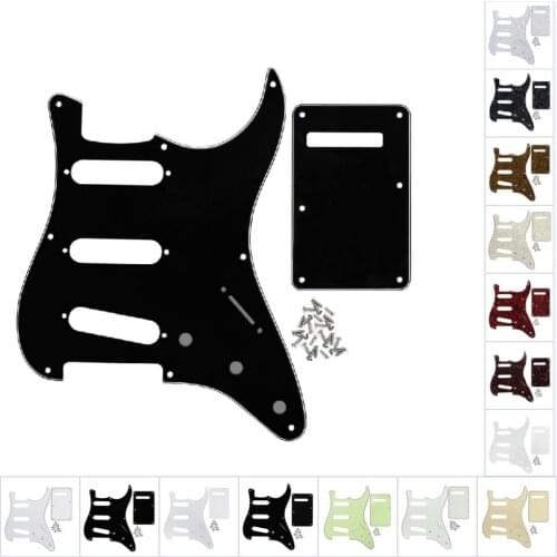 FLEOR Set of US Vintage 8 Holes SSS Guitar Pickguard Scratch Plate & Guitar Back Plate Tremolo Cover w/ Screws for Guitar Parts