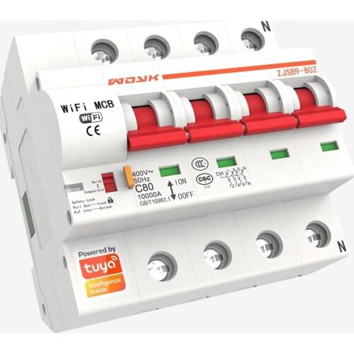 Tuya Intelligent WiFi MCB circuit breaker, 4P 32A