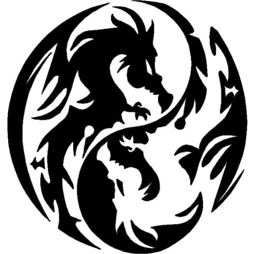 Exquisite Dragon Yin Yang Design Decorative Vinyl Car Stickers Decal Car Styling Black/Silver Good Quality Waterproof Anti-UV