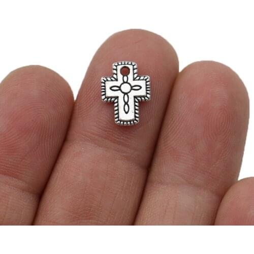 JAKONGO Tibetan Silver Plated Cross Charms Pendants for Jewelry Making Bracelet DIY Findings 12x9mm 20pcs