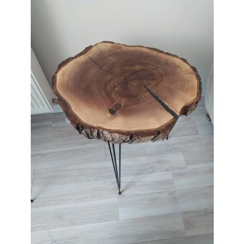 Walnut tree coffee table with shell filled with epoxy (epoxy coasters and bookends gift)