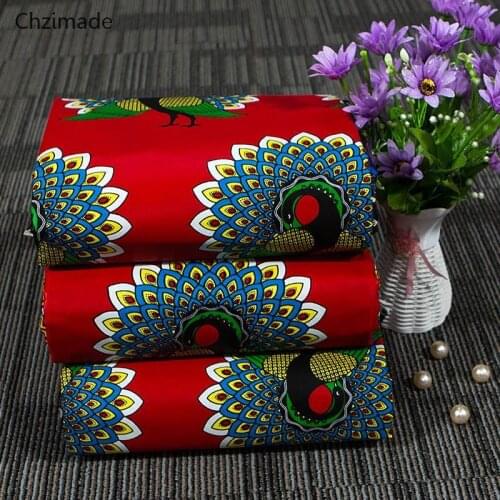 Lychee Life 1Yard Ankara African Real Wax Peacock Prints Cotton Fabric For Party Dress Making Home Decor