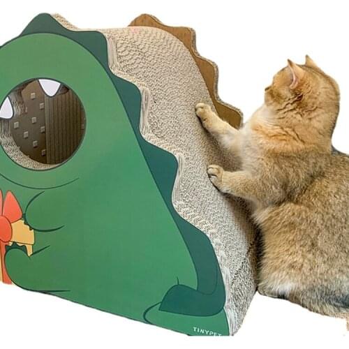 Little Dinosaur Cat Scratch Board Nest Scratching Board Vertical Corrugated Paper No Chip Shedding Wear-Resistant Cat Supplies