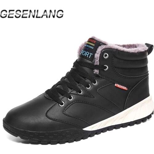 Mens Plus Fur Hiking Shoes Water Resistant Warm Leather Winter Sneakers Non Slip Wearable Male Outdoor Snow Walking Ankle Boots