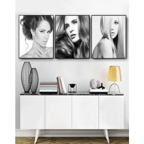 Diamond Painting Nordic white and black Woman Full Square Diamond Sets,3pcs Decorative Diamond Embroidery unfinished painting