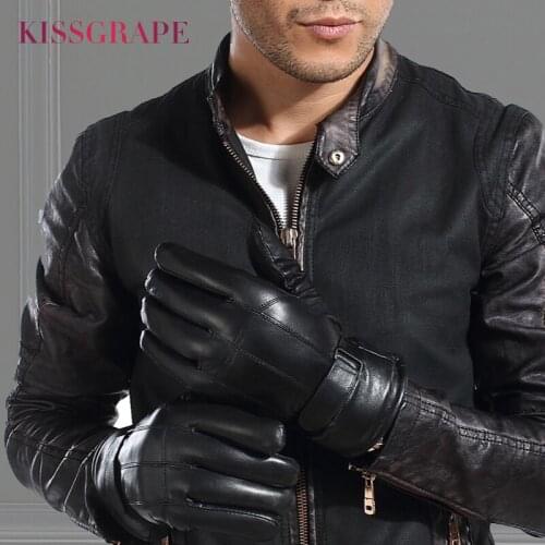 Large Size Winter Warm Mens Sheep Fur Gloves for Men Outdoor Thick Genuine Leather Gloves Waterproof Male Motercycle Guantes