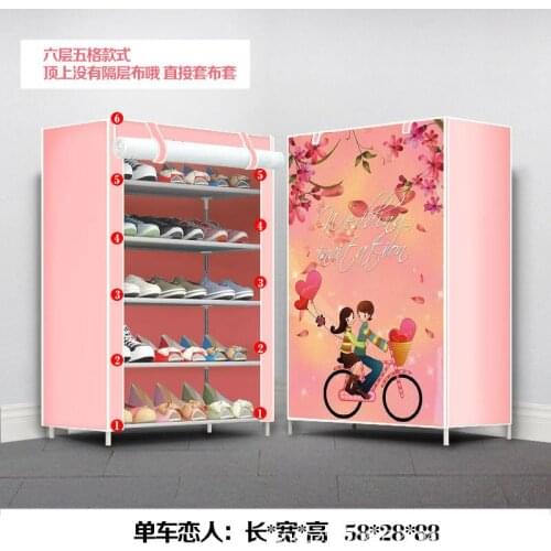 Shoe Rack 6 Layer Non-Zip Home Dormitory Non-Woven Cloth Small Dustproof Economical Storage Small Shoe Cabinet Shoemaker